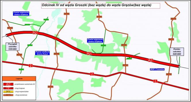 Autostrada A2 - Odcinek IV od węzła Groszki do węzła Gręzów