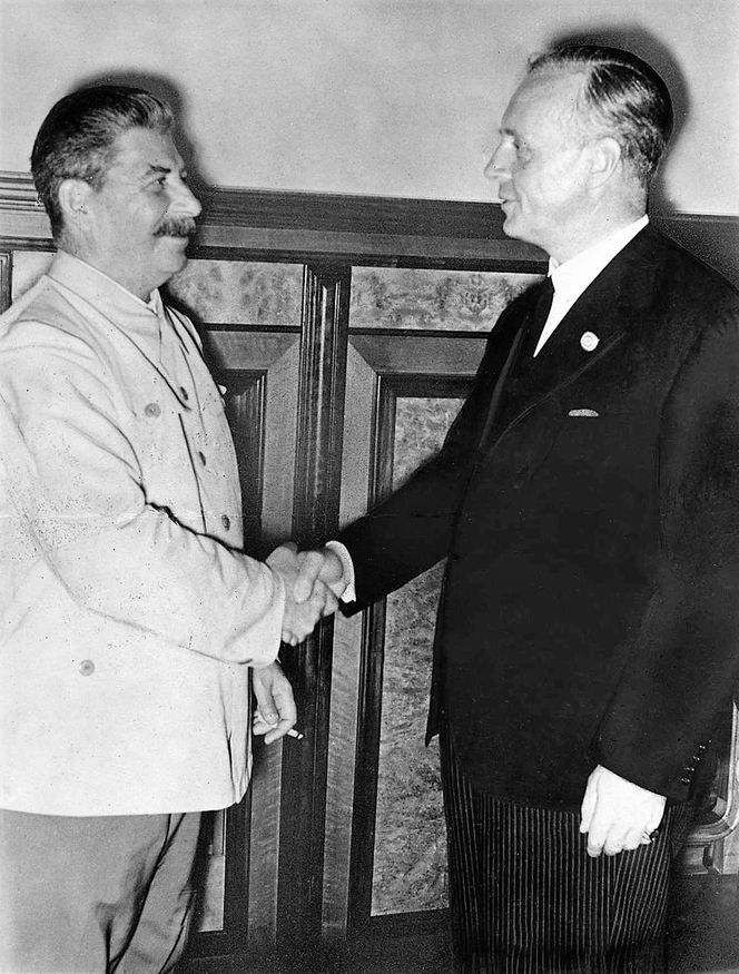 Józef Stalin i Joachim von Ribbentrop, Moskwa 23.08.1939