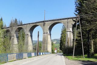 Most kolejowy nad doliną Łabajowa w Wiśle