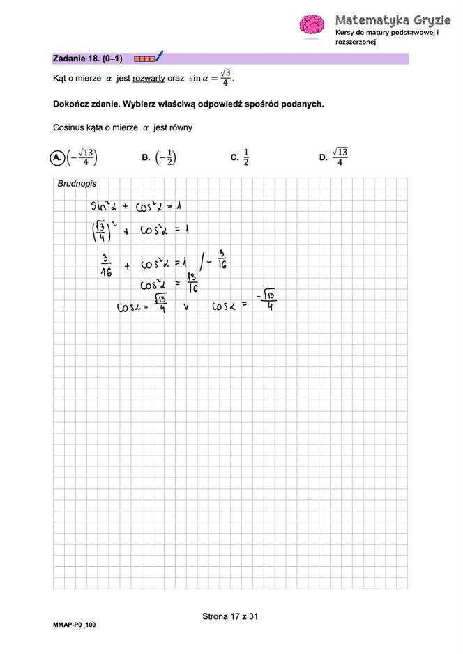 Matura próbna matematyka 2024 - odpowiedzi