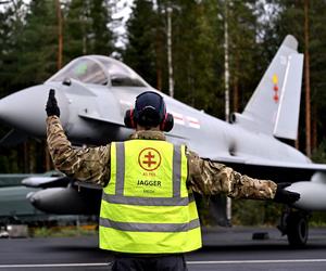 Brytyjski Eurofighter w fińskim lesie