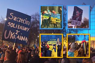 Szczecin solidarny z Ukrainą. Manifestacja na placu Solidarności