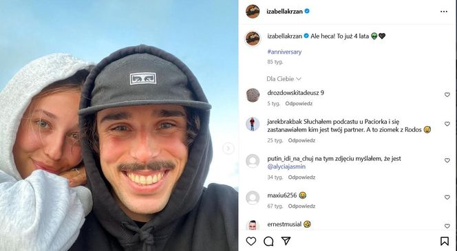Iza Krzan z partnerem