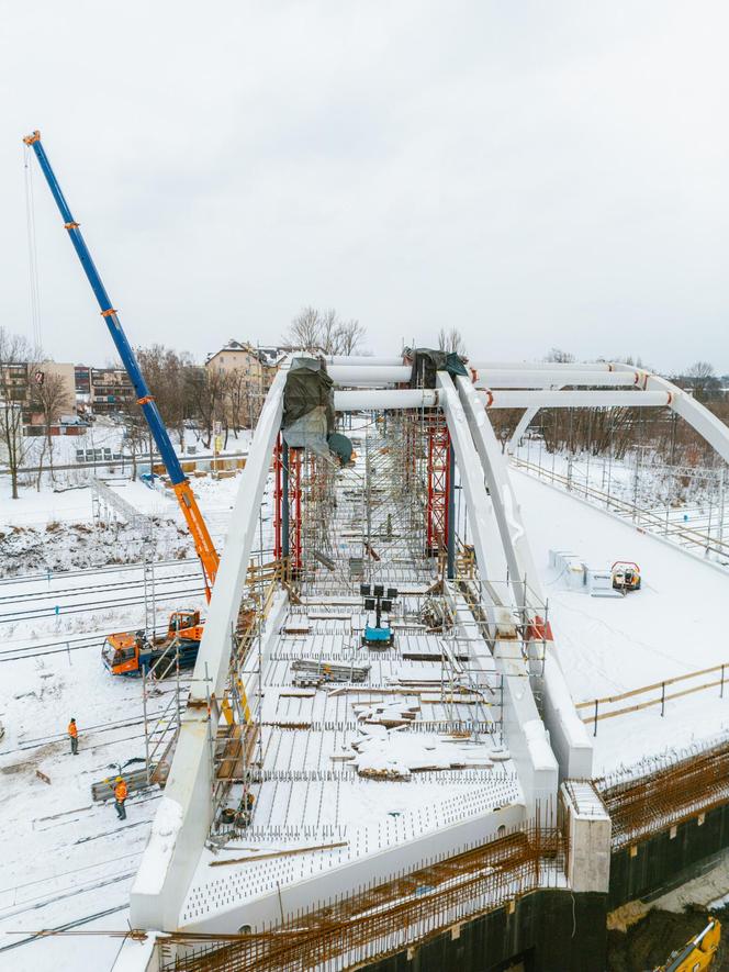 Budowa wiaduktu nad linia kolejową w Sosnowcu