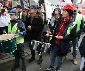 Protest pracowników Poczty Polskiej w Warszawie