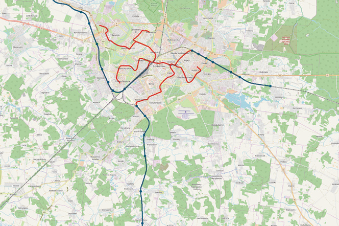 Proponowana sieć tramwaju dwusystemowego w Białymstoku