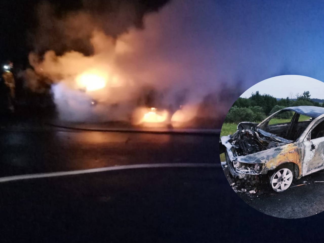 Pijany 21-latek w płonącym aucie na A4. Policja apeluje [ZDJĘCIA]