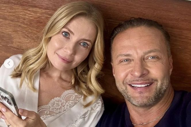 Barwy szczęścia na planie. Sebastian (Marek Krupski), Dominika (Karolina Chapko)