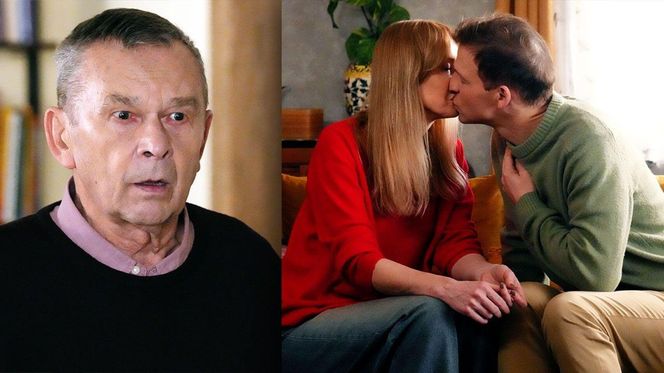 Barwy szczęścia odc. 3165.  Łukasz (Michał Rolnicki), Agnieszka (Katarzyna Tlałka), Czesław (Marian Jaskulski)