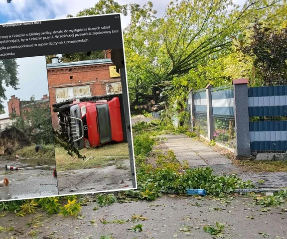 Trąba powietrzna w Gnieźnie! Potężny lej przewrócił busa