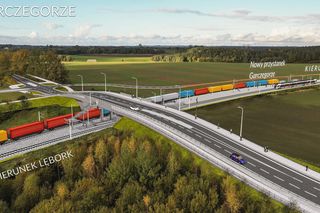 Wizualizacja modernizacji linii kolejowej 230 i budowy jej nowej części do elektrowni jądrowej w gminie Choczewo