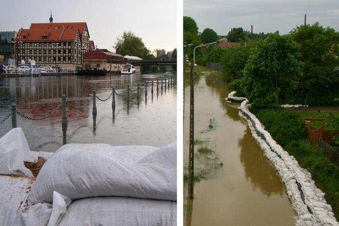 Powódź w 2010 roku w Bydgoszczy. Tak 14 lat temu wyglądały zalane nabrzeża Brdy i Wisły