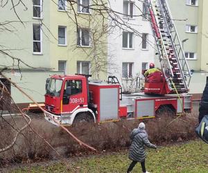Pożar w bloku przy ulicy Łukowskiej w Warszawie