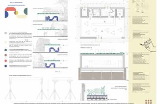 Graj w modernizm. Włocławski szlak miejski. Kawiarnia informacyjna; rzut, elewacje, przekroje, detal