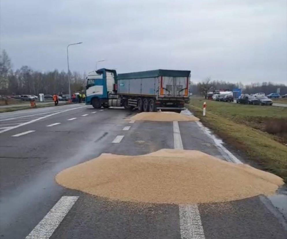 Wysypane zboże z ukraińskich tirów przed Dorohuskiem. Prokuratura wszczyna śledztwo