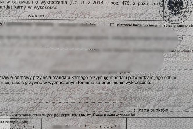 Mandat karny na prawie 6 tysięcy złotych wystawili konińscy policjanci