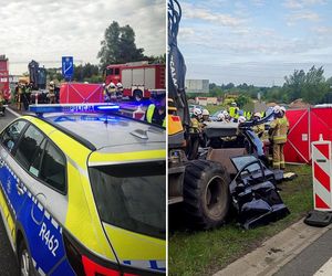 Tragedia na A4 w Mysłowicach. W koparkę wjechał samochód. W środku było 5 osób