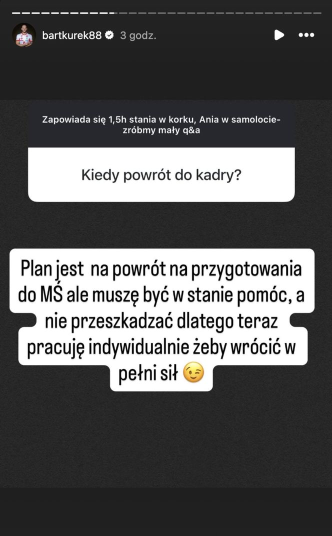 Bartosz Kurek o powrocie do kadry