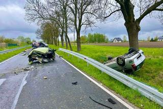 Siła uderzenia wyrzuciła fotel pasażera poza auto. Koszmarny wypadek na prostej drodze