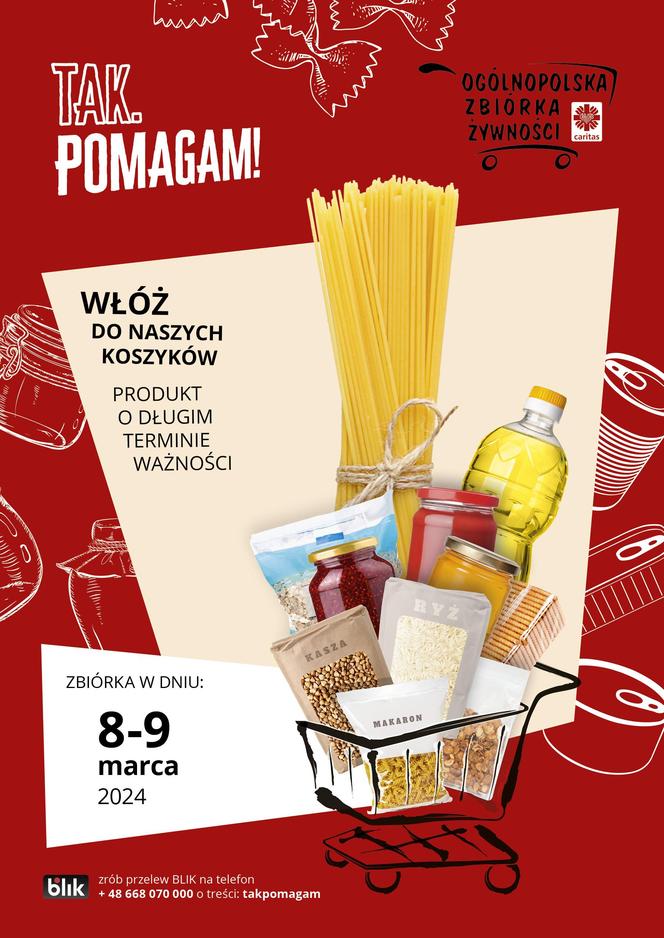 24. Wielkanocna Zbiórka Żywności Caritas „Tak, POMAGAM!” odbędzie się w Siedlcach i regionie 8 i 9 marca