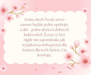 Kartka z życzeniami na imieniny Zosi