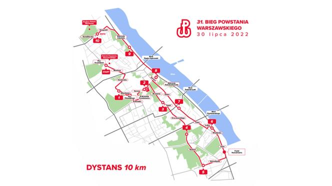 31. Bieg Powstania Warszawskiego - TRASA 10 KM