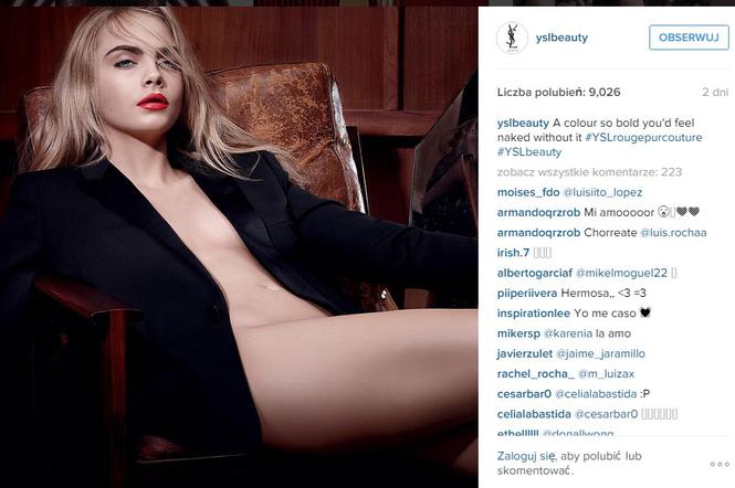 Cara Delevinge nago YSL