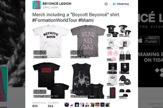 Beyonce sprzedaje koszulki Boycott Beyonce