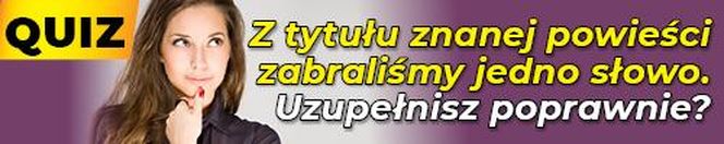 QUIZ. Z tytułu znanej powieści zabraliśmy jedno słowo. Uzupełnisz poprawnie?