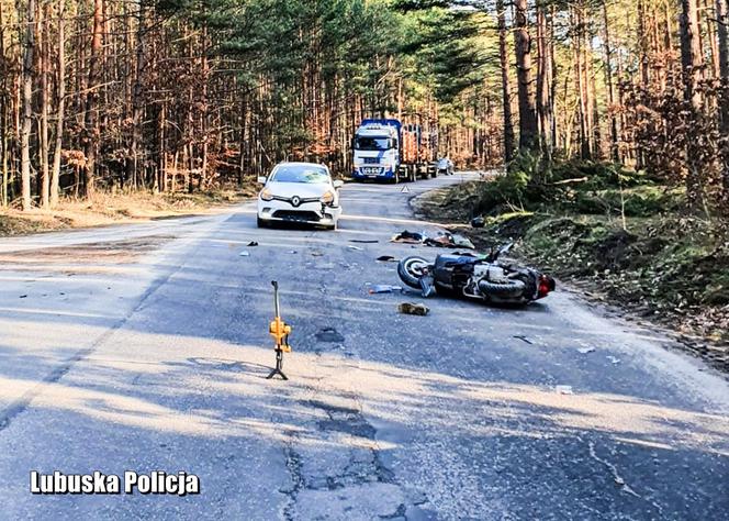 Wypadek z udziałem motorowerzysty pod Drezdenkiem