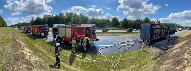 Pożar TIRa na autostradzie A4 w Mysłowicach