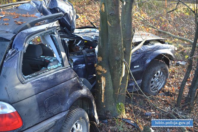 BMW rozbiło się na drzewie, nie żyje młoda kobieta