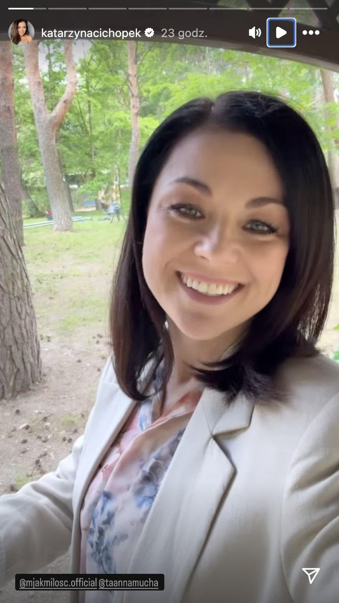 M jak miłość. Kinga (Katarzyna Cichopek) na planie