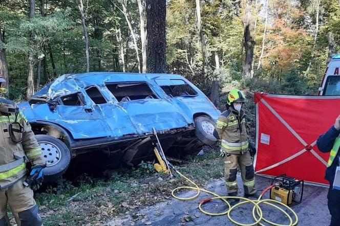 Małopolskie: dramatyczny wypadek w Ujazdowie. Bus zderzył się z ciągnikiem. Rannych 9 osób, jedna nie żyje