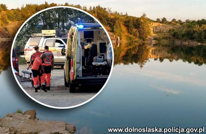  Śmiertelny wypadek pod Jaworem. 45-latek spadł ze skarpy do zbiornika z wodą [ZDJĘCIA].