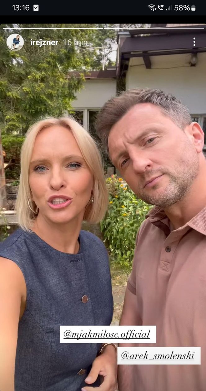 M jak miłość nowy sezon. Dorota (Iwona Rejzner), Bartek (Arkadiusz Smoleński) w siedlisku na planie