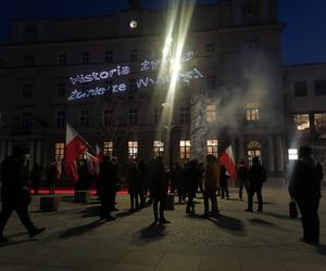 Marsz Pamięci Żołneirzy Wyklętych w Lublinie. Wcześniej odbył się laserowy pokaz