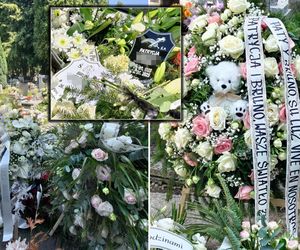 Biały miś strzeże grobu Patrycji i Bruna