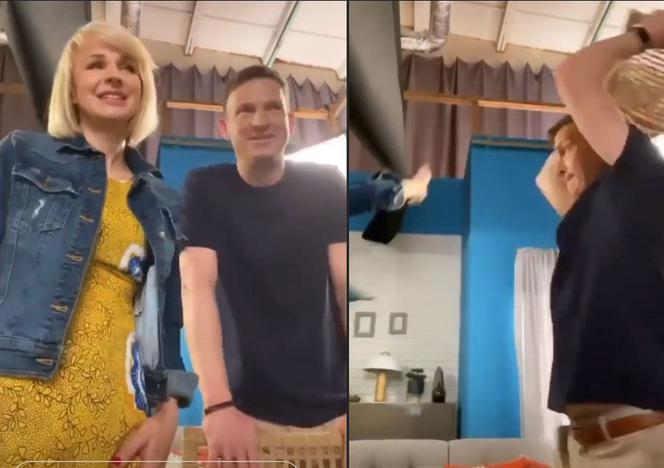 Barwy szczęścia. Alicja Umińska (Monika Dryl) i Łukasz Sadowski (Michał Rolnicki) na planie