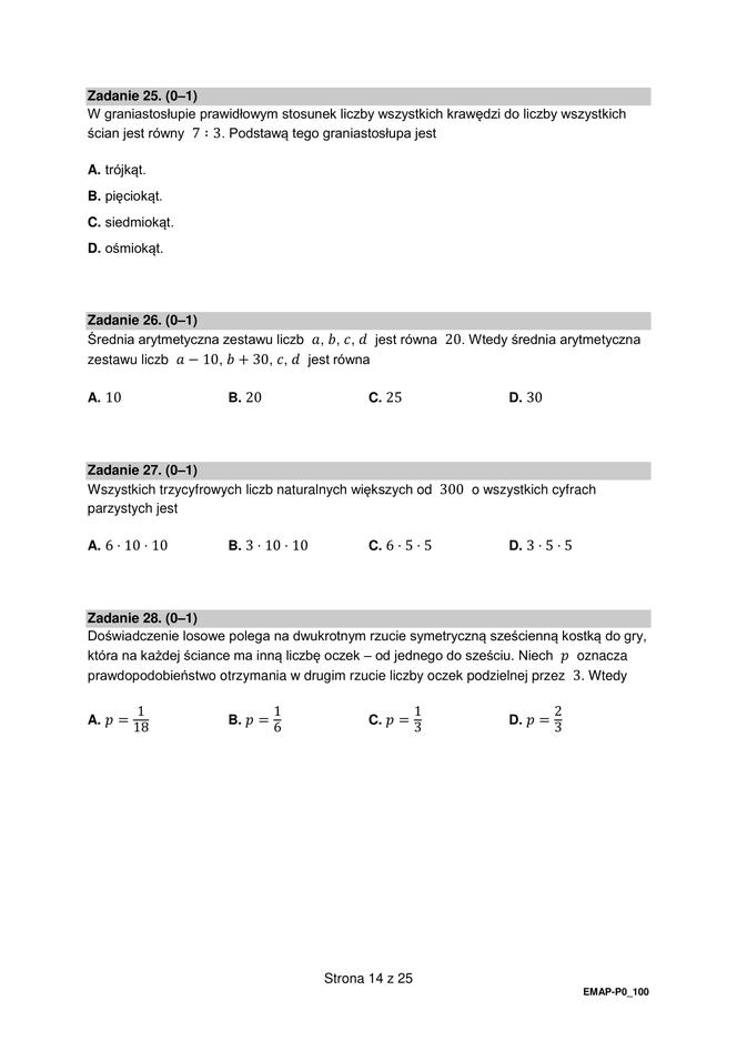 Matura 2022: matematyka, poprawka. Arkusz PDF