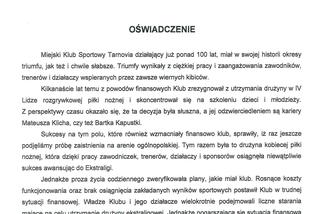 Oświadczenie MKS Tarnovii Tarnów