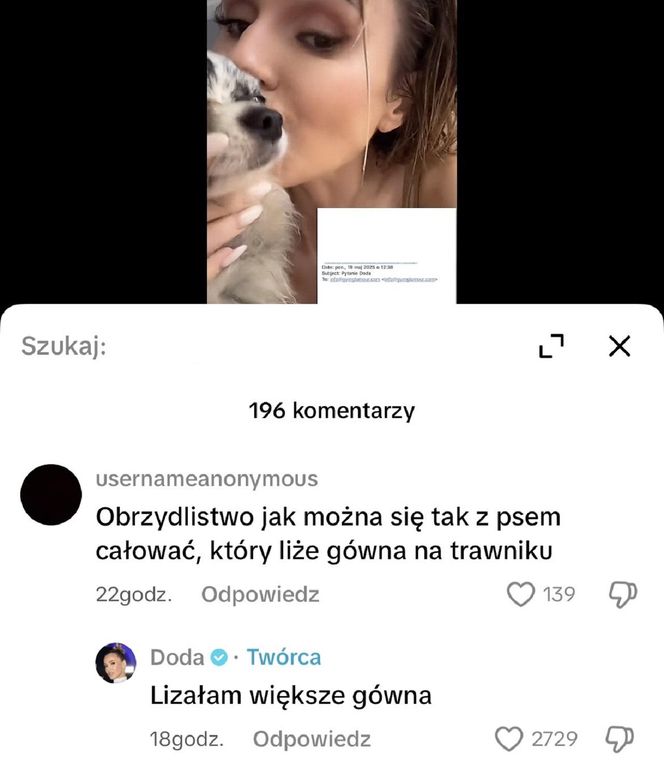 Doda z psem na Tik Toku