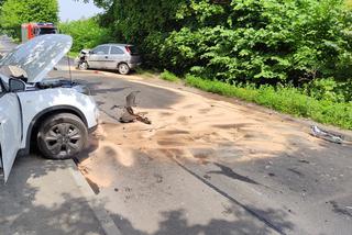 Wypadek na trasie Jonkowo - Olsztyn. Droga zablokowana po czołowym zderzeniu dwóch aut [FOTO]