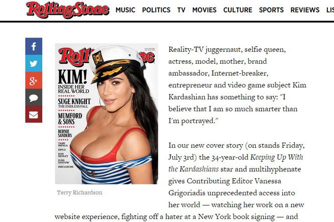 Kim Kardashian na okładce The Rolling Stone