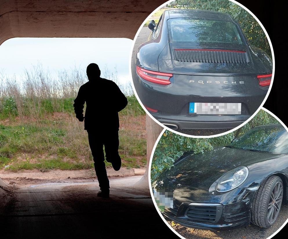 Pościg za kierowcą porsche. Wjechał do Polski z Niemiec i porzucił auto [ZDJĘCIA]