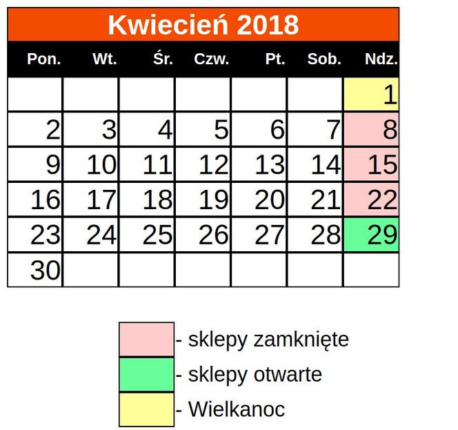 Niedziele handlowe 2018: Sklepy otwarte i zamknięte - KWIECIEŃ