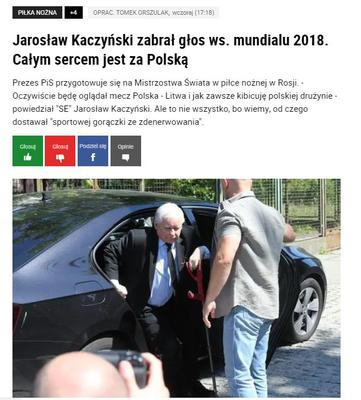 Jarosław Kaczyński kibicuje naszym. Tekst Super Expressu hitem Internetu!