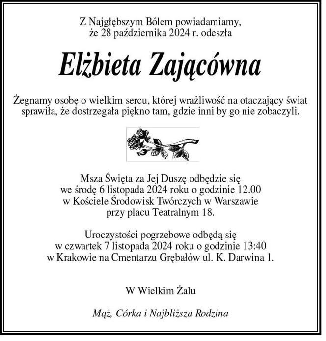 Nekrolog Zającówny