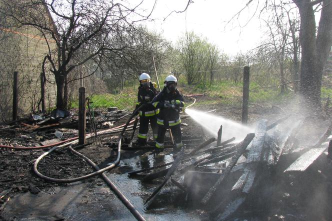 Pożar budynków gospodarczych w Rogaszycach 