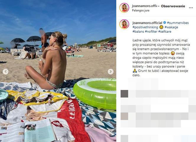 Joanna Moro topless na publicznej plaży